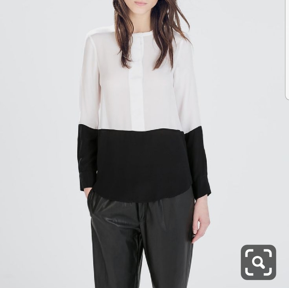 Two-toned long sleeve blouse